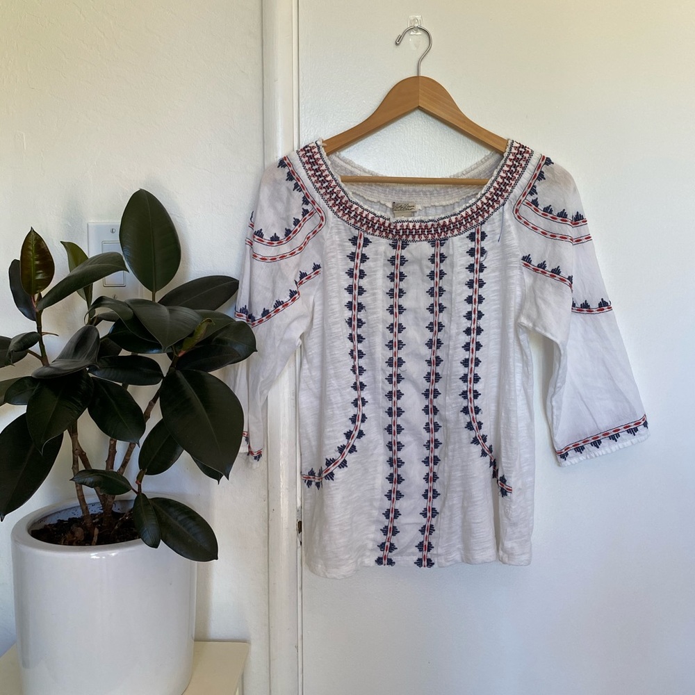 Lucky Brand Embroidered Bohemian Blouse